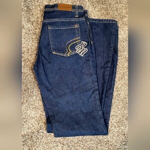 Rocawear Dark Blue Jeans with Yellow Stitching